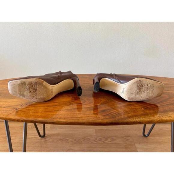 Chic Brown Franco Sarto Leather Ankle Boots with High Heels - Picture 8 of 9